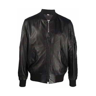 COACH FW21 Black Solid Color Zip-up Bomber Jacket C1960