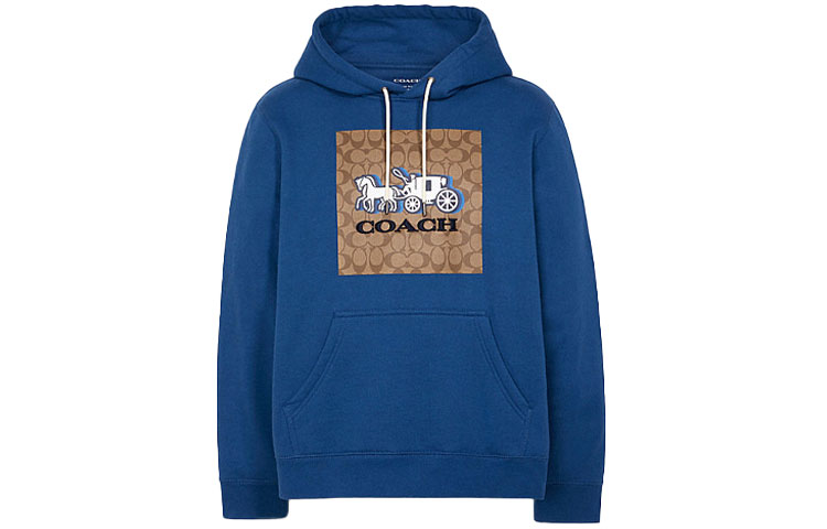 COACH FW21 Carriage Cartoon Hoodie Blue Pullover C5207-BFH
