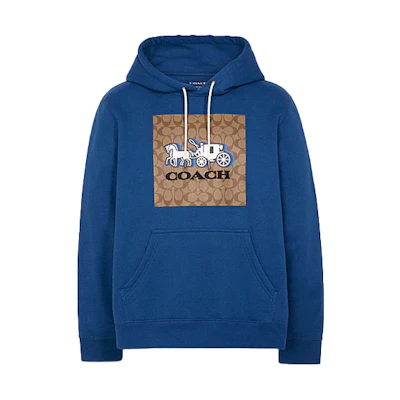 COACH FW21 Carriage Cartoon Hoodie Blue Pullover C5207-BFH