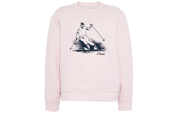 COACH FW21 Forever Ski Graphic Crewneck Sweatshirt Unisex Pink. C7796-QTF