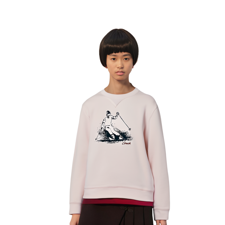 Lookbook コーチ FW21 フォーエバースキー グラフィック クルーネックスウェット ユニセックス ピンク. C7796-QTF