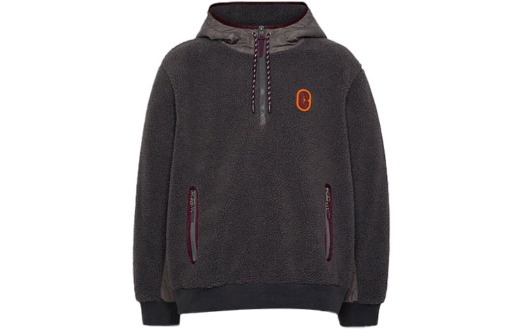 COACH FW21 Half-Zip Sherpa Hoodie Grey C5215-GRY