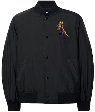 coach-fw-21-jean-michel-basquiat-varsity-logo-dinosaur-jacket-black-mens-c5221-blk