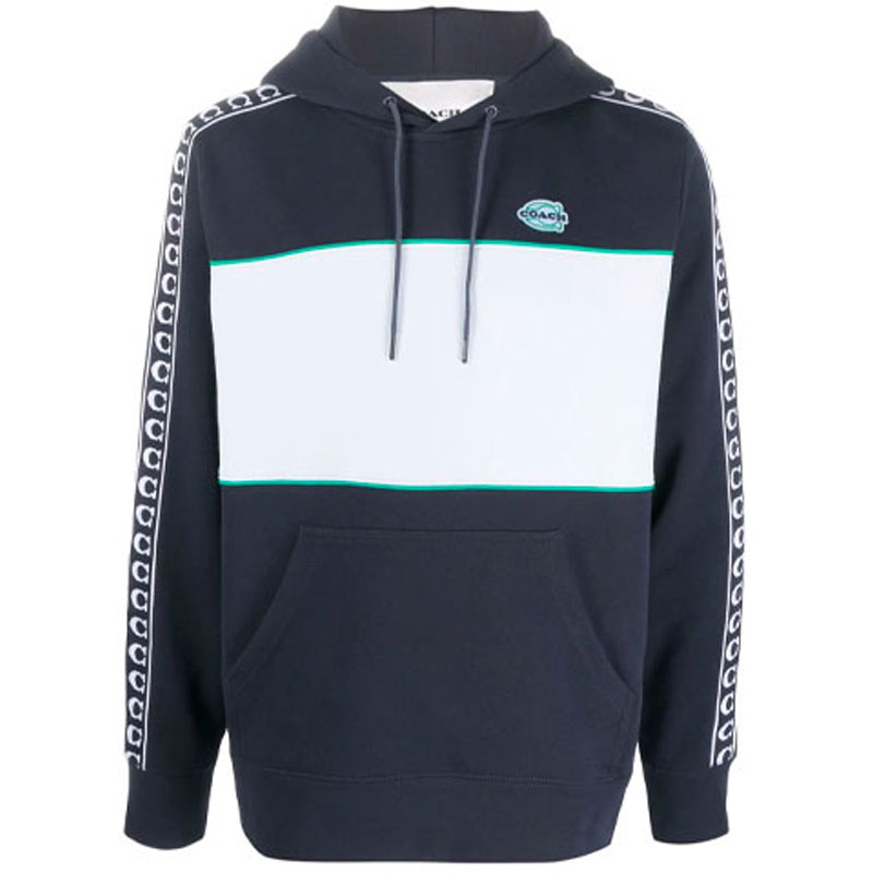 COACH FW21 Logo Colorblock Hoodie Black C4615-BLK