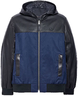 COACH FW21 Patchwork Leather Hooded Jacket Men’s Black Blue C5756-BKNV Buy COACH FW21 Patchwork Leather Hooded Jacket Men’s Black Blue C5756-BKNV