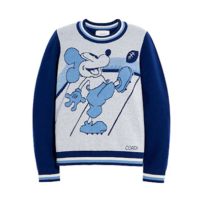 COACH FW21 Patterned Colorblock Wool Sweater Unisex Blue C6468-BLNV