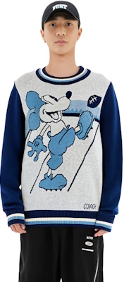 COACH FW21 Sweater Wol Unisex Warna Blok Pola Biru C6468-BLNV Lookbook COACH FW21 Sweater Wol Unisex Warna Blok Pola Biru C6468-BLNV