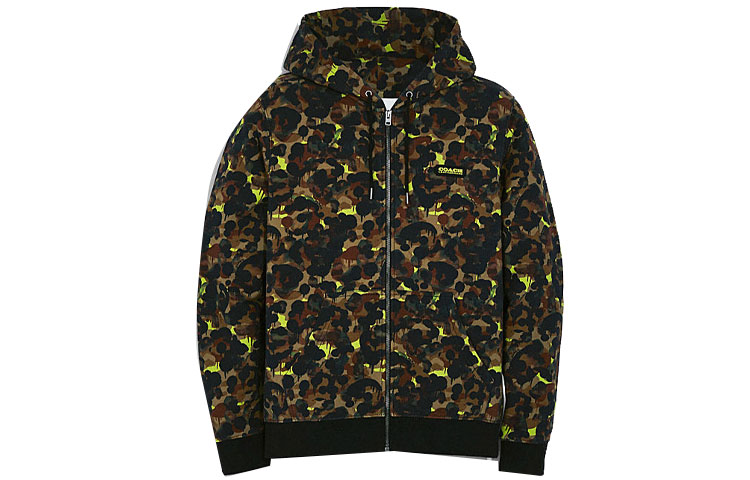 COACH FW21 Printed Zip-Up Hoodie Jacket Black () C6449-T7W