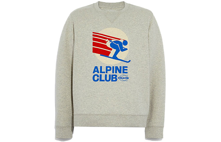 COACH FW21 Ski Alpine Club Graphic Crewneck Sweatshirt Grey () C7643-V26