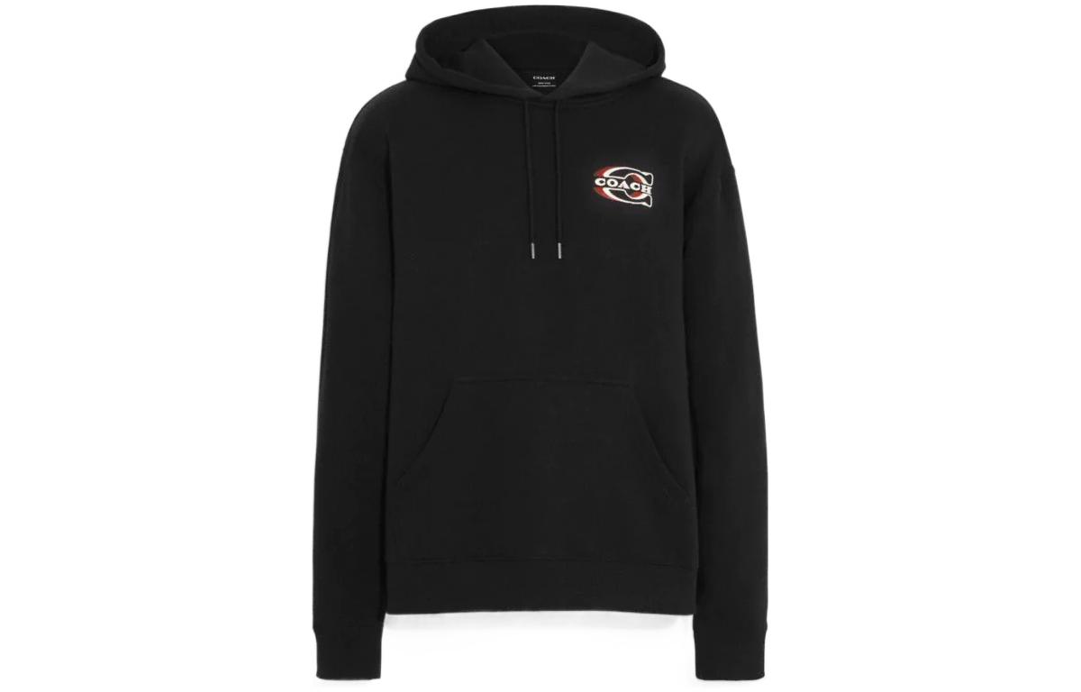 Order コーチ FW22 ブラックフーディー ロゴ刺繍入り無地デザイン. CE334-BLK