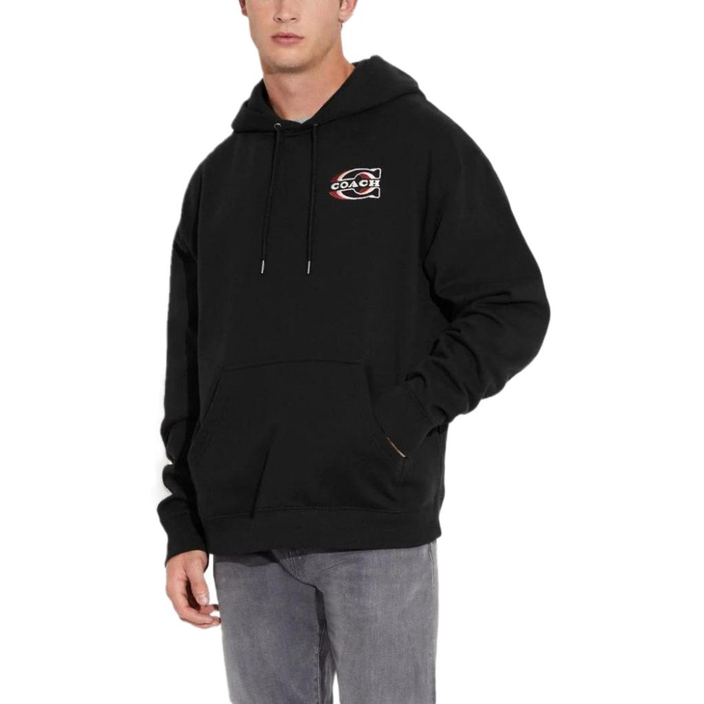 Lookbook コーチ FW22 ブラックフーディー ロゴ刺繍入り無地デザイン. CE334-BLK