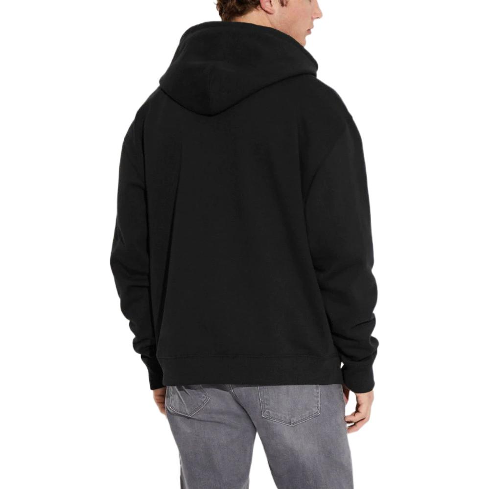 Shop コーチ FW22 ブラックフーディー ロゴ刺繍入り無地デザイン. CE334-BLK