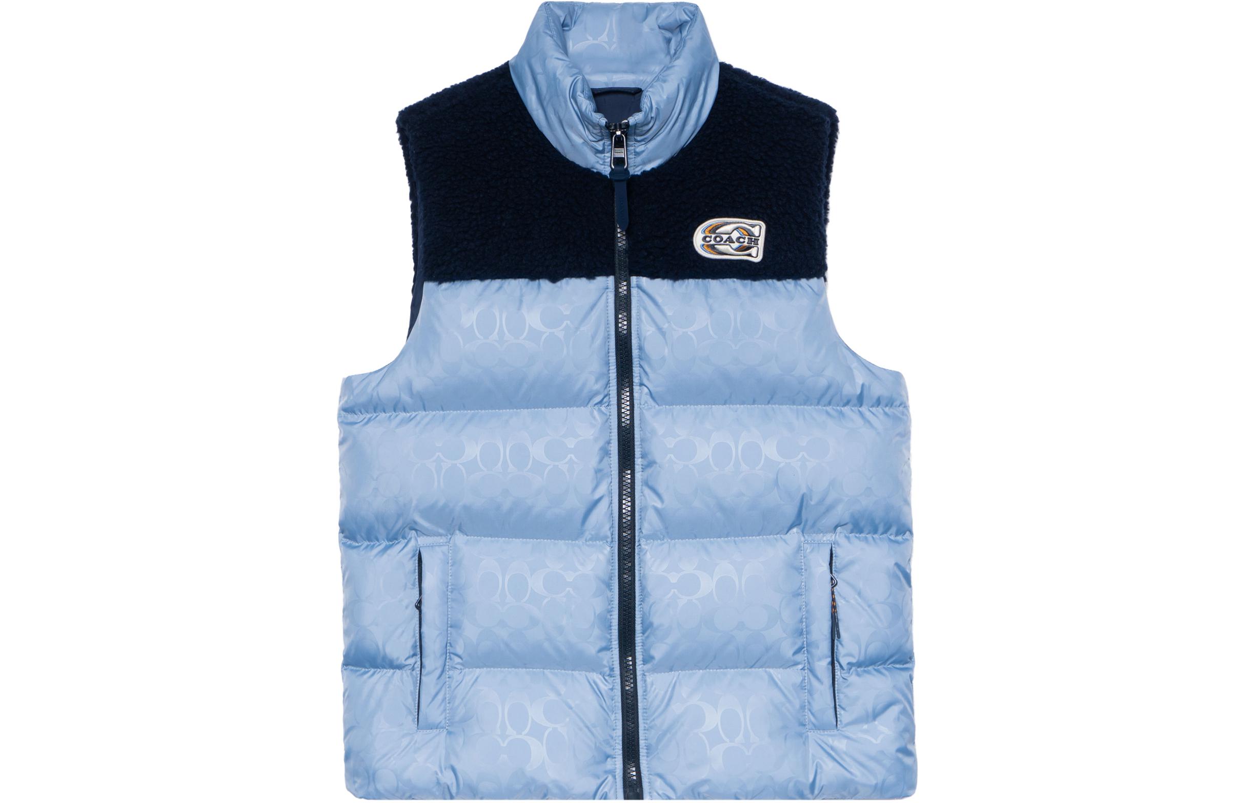 COACH FW22  Colorblock Logo Puffer Vest in Blue. CE332-BLU