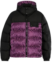 COACH FW22 Colorblock Print Hooded Down Jacket Purple CF880-UQE COACH FW22 Colorblock Print Hooded Down Jacket Purple CF880-UQE