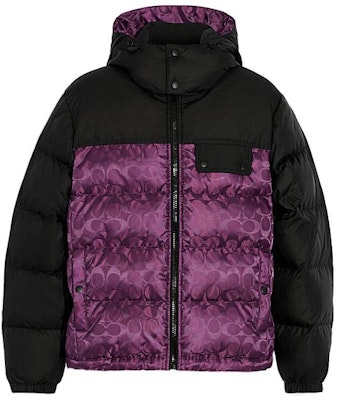 COACH FW22 拼接印花紫色連帽羽絨外套 CF880-UQE Order COACH FW22 拼接印花紫色連帽羽絨外套 CF880-UQE