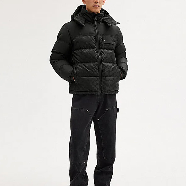 Sizing COACH FW22 拼接印花紫色連帽羽絨外套 CF880-UQE