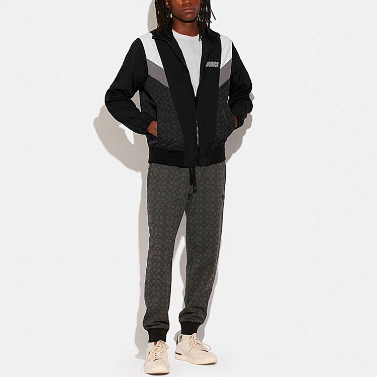 Lookbook コーチ FW22 カラーブロック ジップアップ カジュアルジャケット ブラック CB814-UIZ