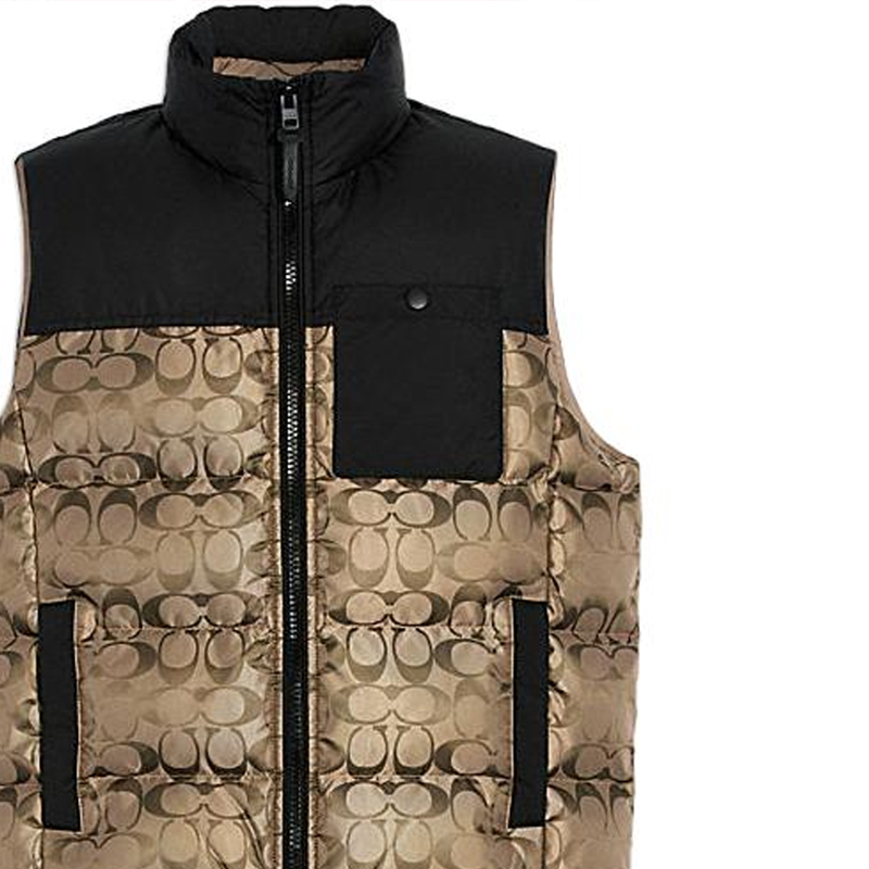 Details for Coach FW22 Rompi Emas Tanpa Lengan dengan Logo dan Desain Colorblock. CF881-T5O