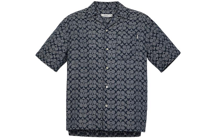 Order 코치 FW22 그레이 올오버 프린트 버튼다운 반팔 셔츠 C7812-RBC