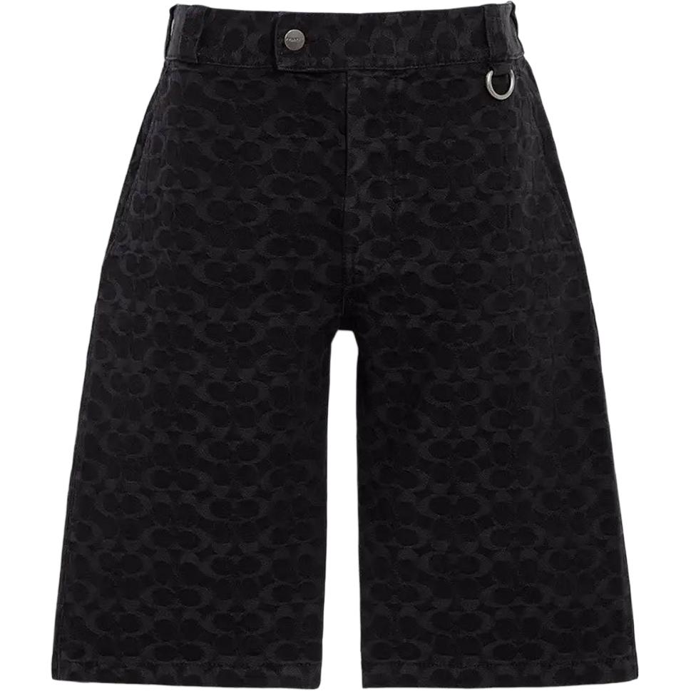 COACH FW22  High-Waist Logo Print Casual Shorts Black. CG123-V5Z