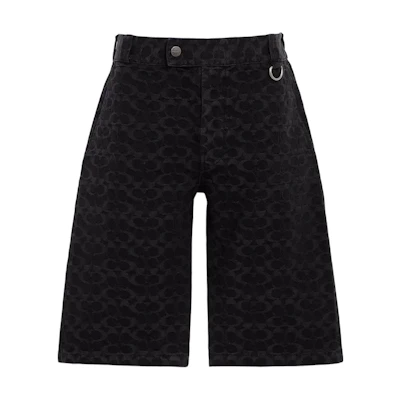 COACH FW22 High-Waist Logo Print Casual Shorts Black. CG123-V5Z