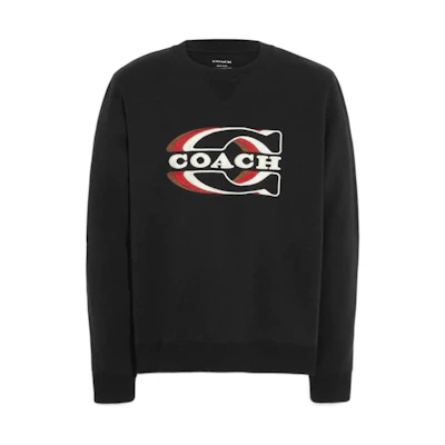 COACH FW22 Logo Print Crewneck Pullover Sweatshirt Black. CE343-BLK
