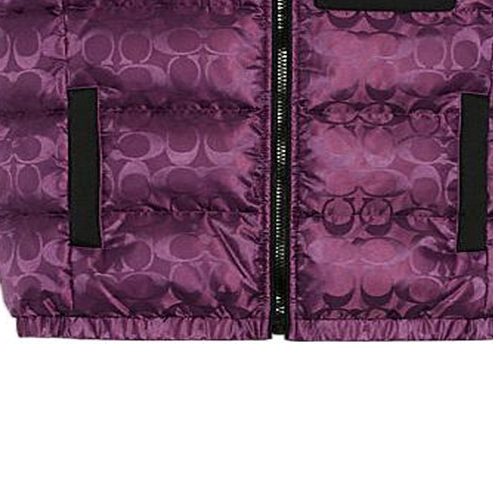 Purchase COACH FW22  Purple Logo Print Colorblock Sleeveless Down Vest Casual Jacket CF881-UQE