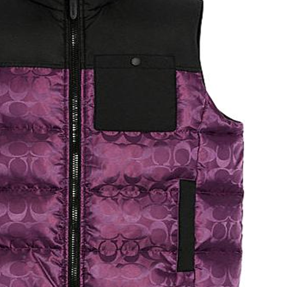 Details for COACH FW22  Purple Logo Print Colorblock Sleeveless Down Vest Casual Jacket CF881-UQE