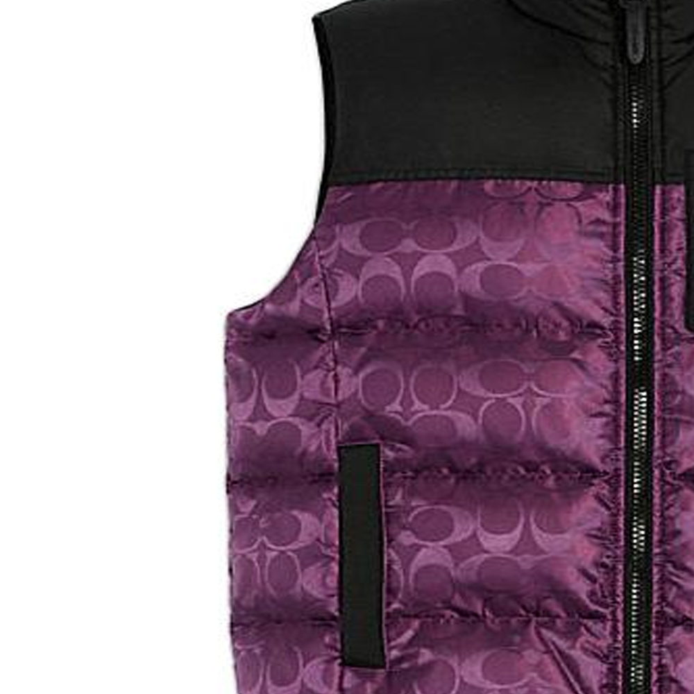 Sizing COACH FW22  Purple Logo Print Colorblock Sleeveless Down Vest Casual Jacket CF881-UQE
