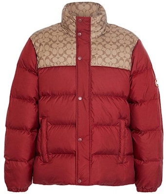 COACH FW22 Red Logo Printed Colorblock Down Jacket CE333-RED Buy COACH FW22 Red Logo Printed Colorblock Down Jacket CE333-RED