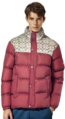COACH FW22 Red Logo Printed Colorblock Down Jacket CE333-RED Purchase COACH FW22 Red Logo Printed Colorblock Down Jacket CE333-RED