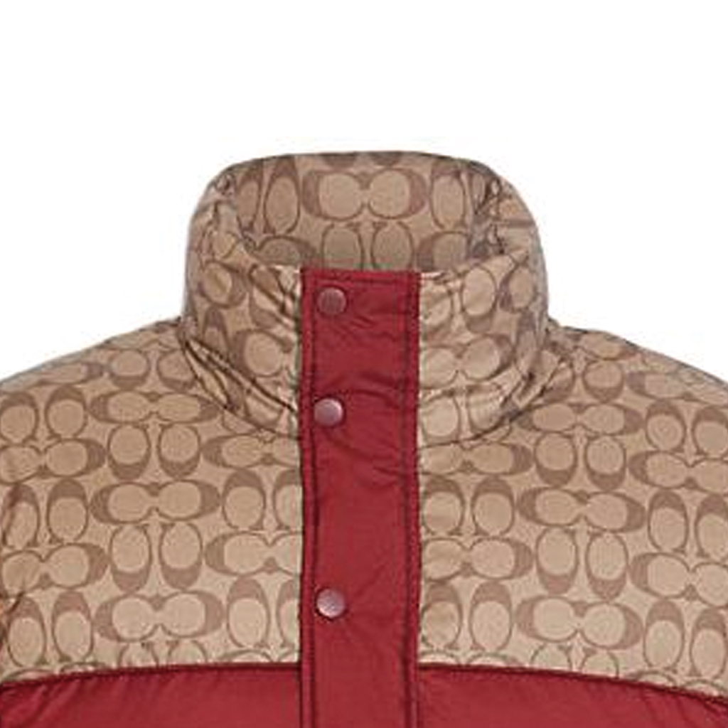 Sizing COACH FW22  Red Logo Printed Colorblock Down Jacket CE333-RED