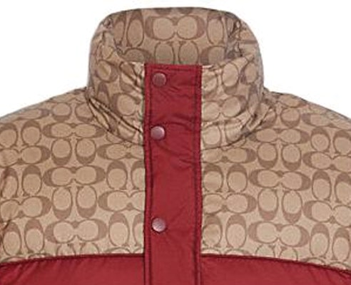 COACH FW22 Red Logo Printed Colorblock Down Jacket CE333-RED Sizing COACH FW22 Red Logo Printed Colorblock Down Jacket CE333-RED
