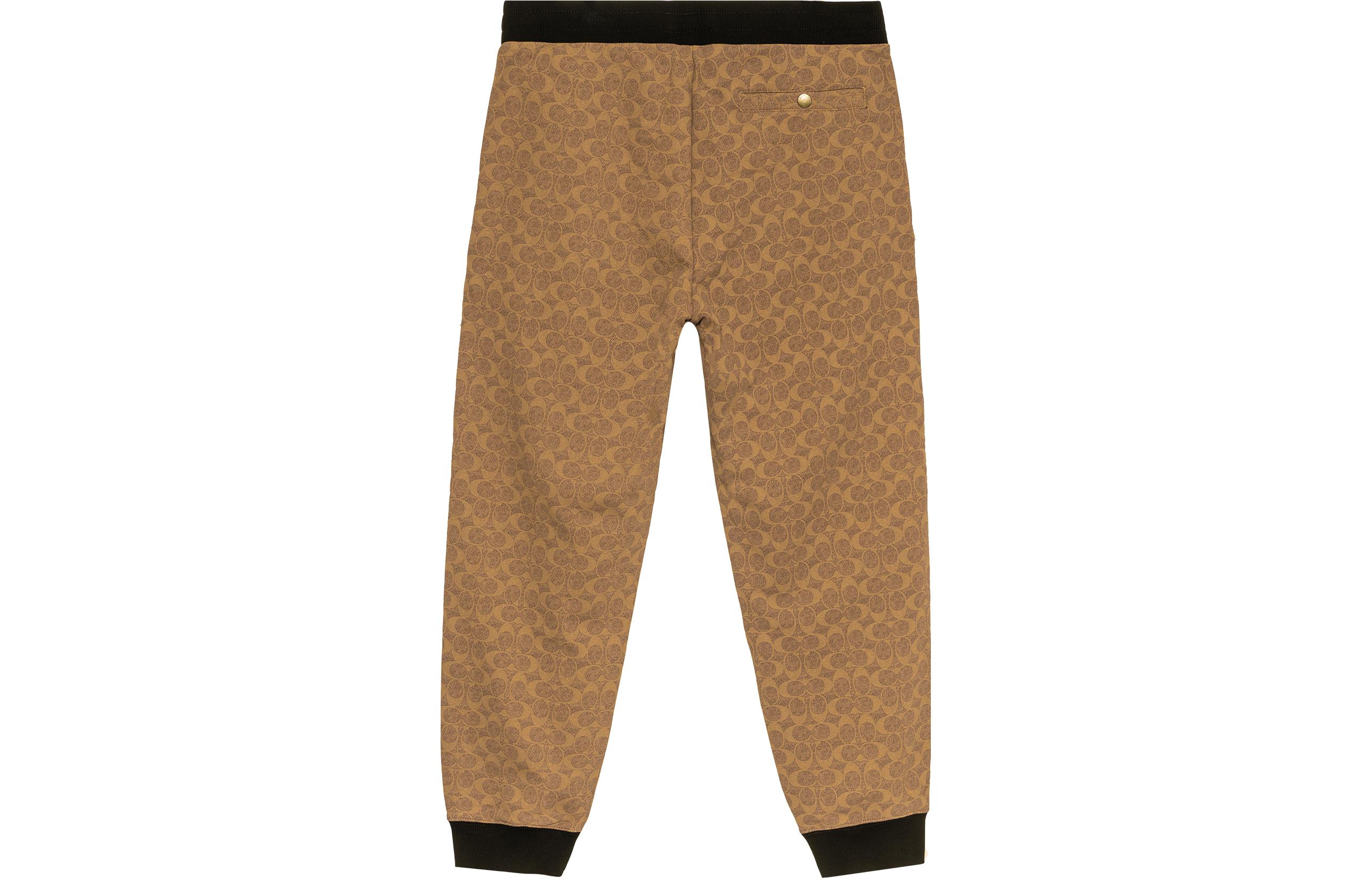 Lookbook COACH 2022秋冬纯色经典Logo针织长裤棕色款 CB491-RYU