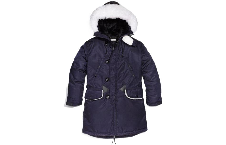 Order COACH FW22  Solid Color Mid-Length Hooded Down Jacket Navy Blue 59584-M9N