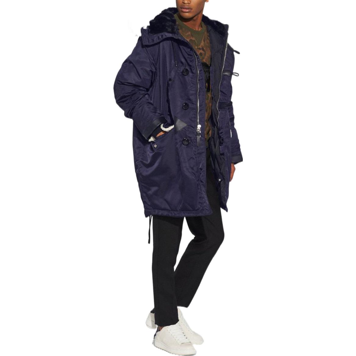 Lookbook COACH FW22  Solid Color Mid-Length Hooded Down Jacket Navy Blue 59584-M9N