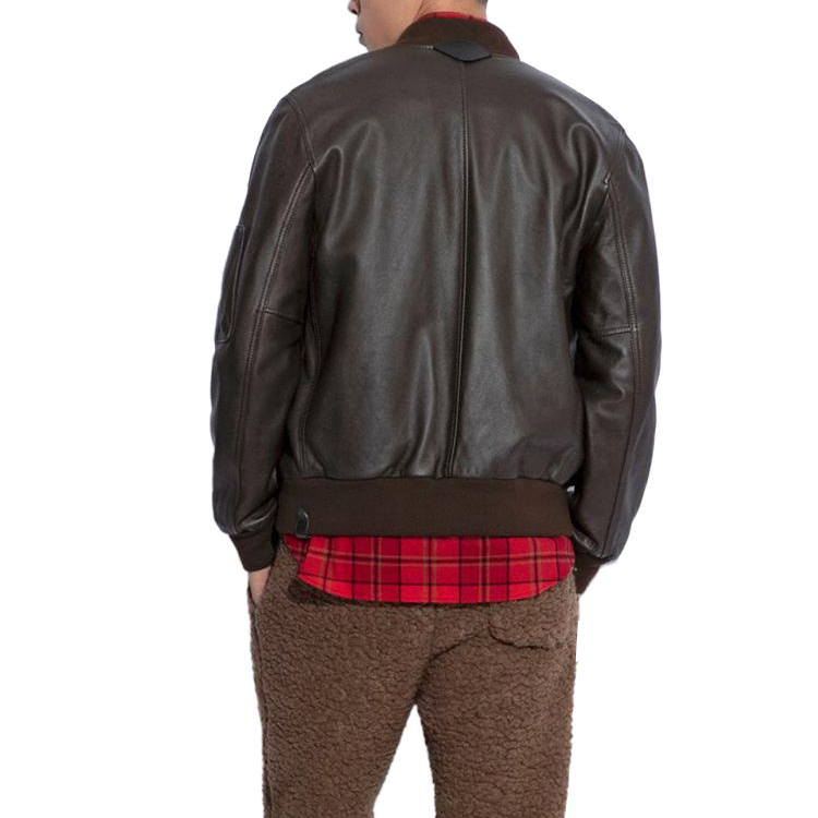 COACH FW22  Solid Zip Pocket Casual Leather Jacket - Dark Brown C1960-RXW 圖 4