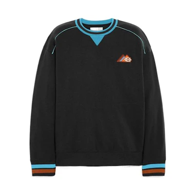 COACH FW22 Black Crewneck Logo Sweatshirt with Ribbed Trim CD209-R38