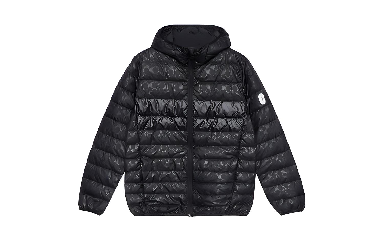 COACH FW22 Black Hooded Zip-Up Puffer Jacket with Logo for Men. C5189-BLK