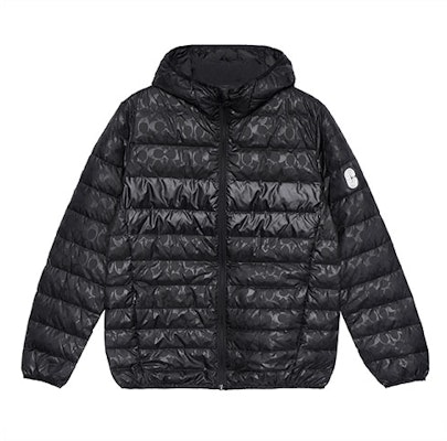 COACH FW22 Black Hooded Zip-Up Puffer Jacket with Logo for Men. C5189-BLK Order COACH FW22 Black Hooded Zip-Up Puffer Jacket with Logo for Men. C5189-BLK