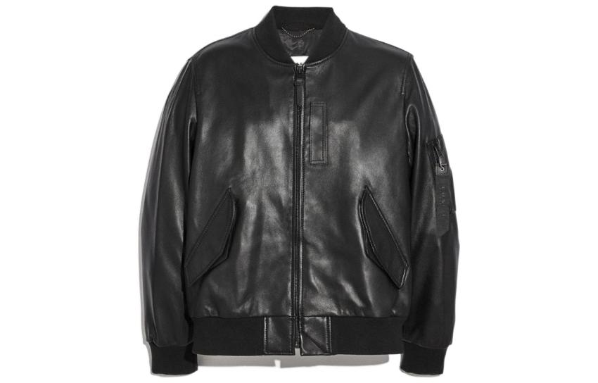 COACH FW22 Black Solid Color Multi-Pocket Zipper Jacket C1960-BLK