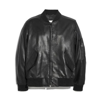 COACH FW22 Black Solid Color Multi-Pocket Zipper Jacket C1960-BLK