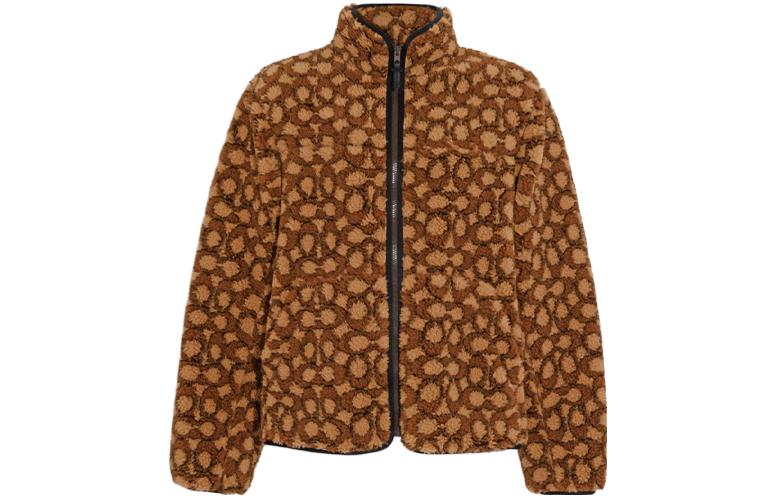 COACH FW22 Brown Logo Turtleneck Long-Sleeve Jacket CB660-UHM