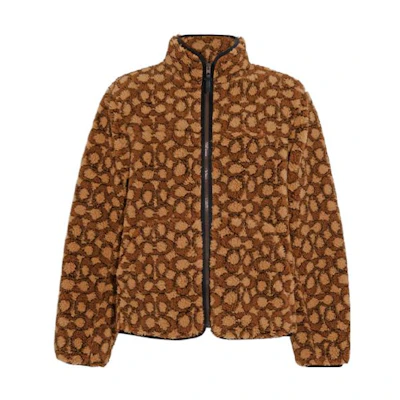 COACH FW22 Brown Logo Turtleneck Long-Sleeve Jacket CB660-UHM