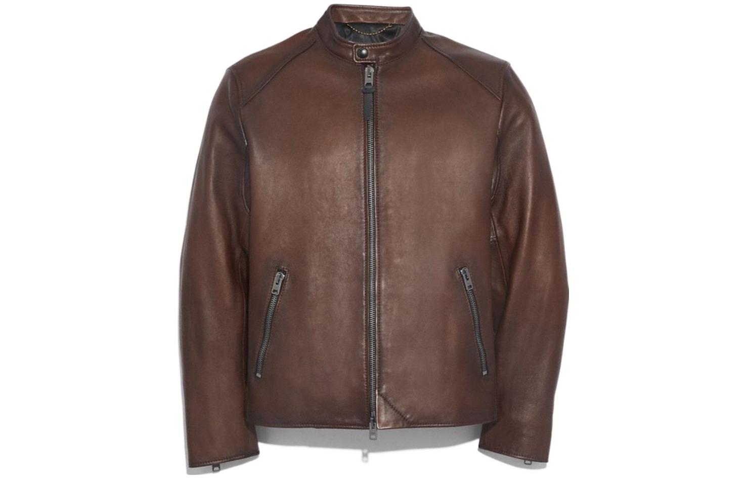 COACH FW22 Brown Solid Zipper Jacket with Dual Side Pockets 73380-CWH