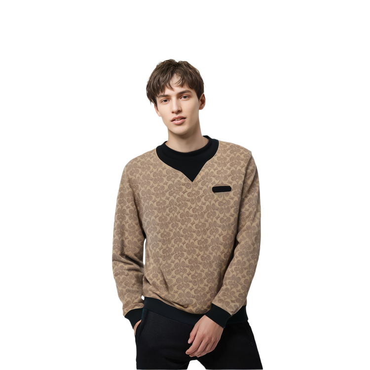 Shop Coach FW22 經典標誌圓領長袖上衣 棕色 CB490-RYU