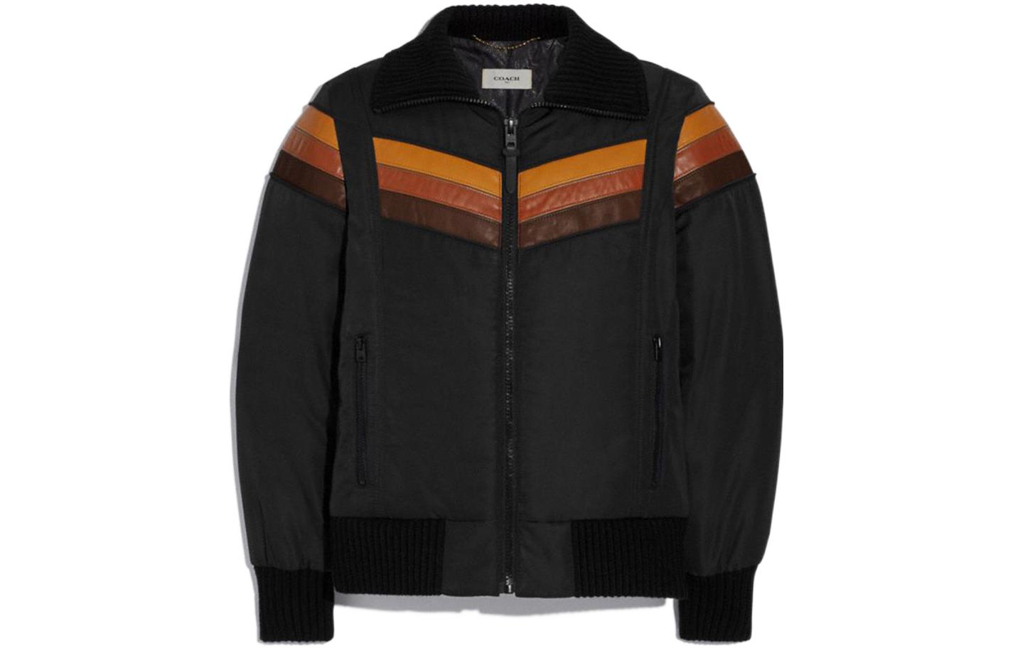 COACH FW22 Color-Block Casual Long-Sleeve Jacket - Black 88676-BLK