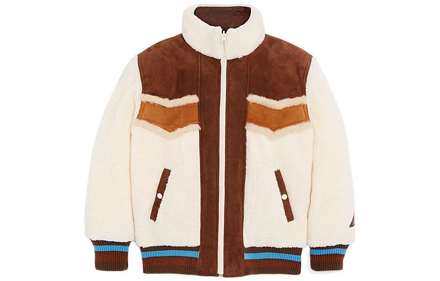 COACH FW22 Color Block High Neck Zip-Up Jacket White CD754-CU3-1