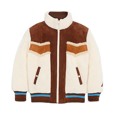 COACH FW22 Color Block High Neck Zip-Up Jacket White CD754-CU3-1