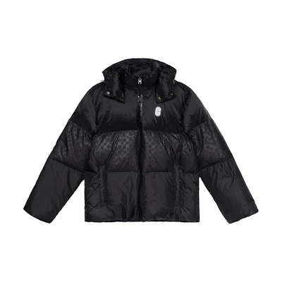 COACH FW22 Colorblock Logo Patch Hooded Down Jacket Unisex Black CI011-BLC